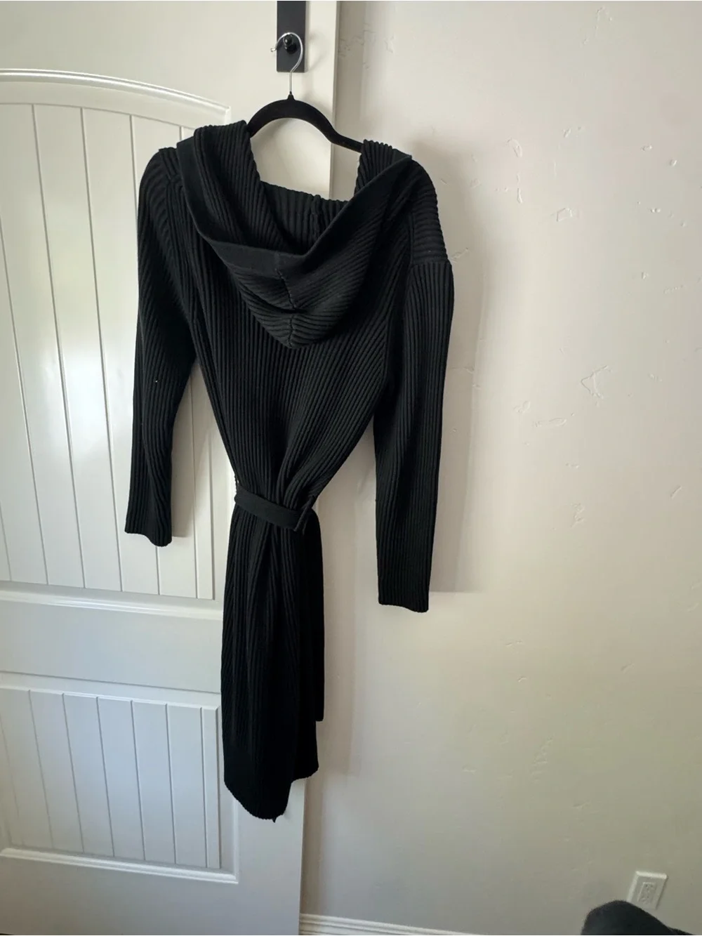 J. Crew Black Ribbed Knit Cardigan with Tie